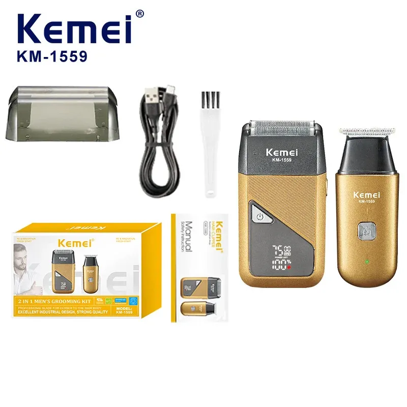 ماشین اصلاح موی سر و صورت شارژی کیمی مدل km-1559 مجموعه دو عددی - تصویر 3