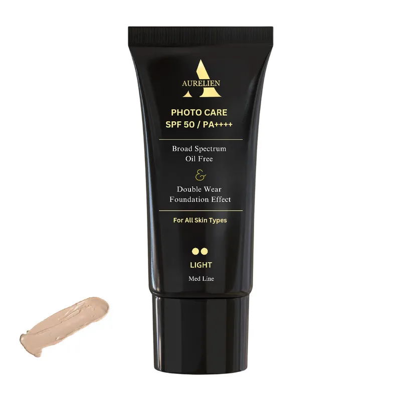 کرم ضدآفتاب رنگی اورلین SPF50 مدل 01 photo care حاوی محافظ PA+++ ،UVA ،UVB، فاقد چربی و غیرکمدونزا، مناسب انواع پوست حجم 40 میلیلیتر