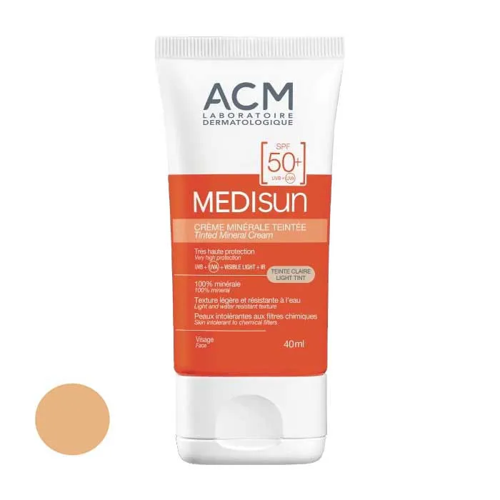 کرم ضد آفتاب رنگی ای سی ام SPF 50 مدل مدیسان محافظ UVA ،UVB ، فیلتر مینرال، مناسب انواع پوست‌ حجم 40 میلی‌لیتر - تصویر 2