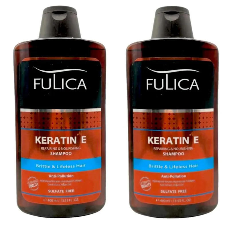 شامپو تقویت کننده مو فولیکا مدل KERATIN E سازگار با موهای آسیب دیده و دارای موخوره حجم 400 میلی لیتر مجموعه دو عددی - تصویر 2