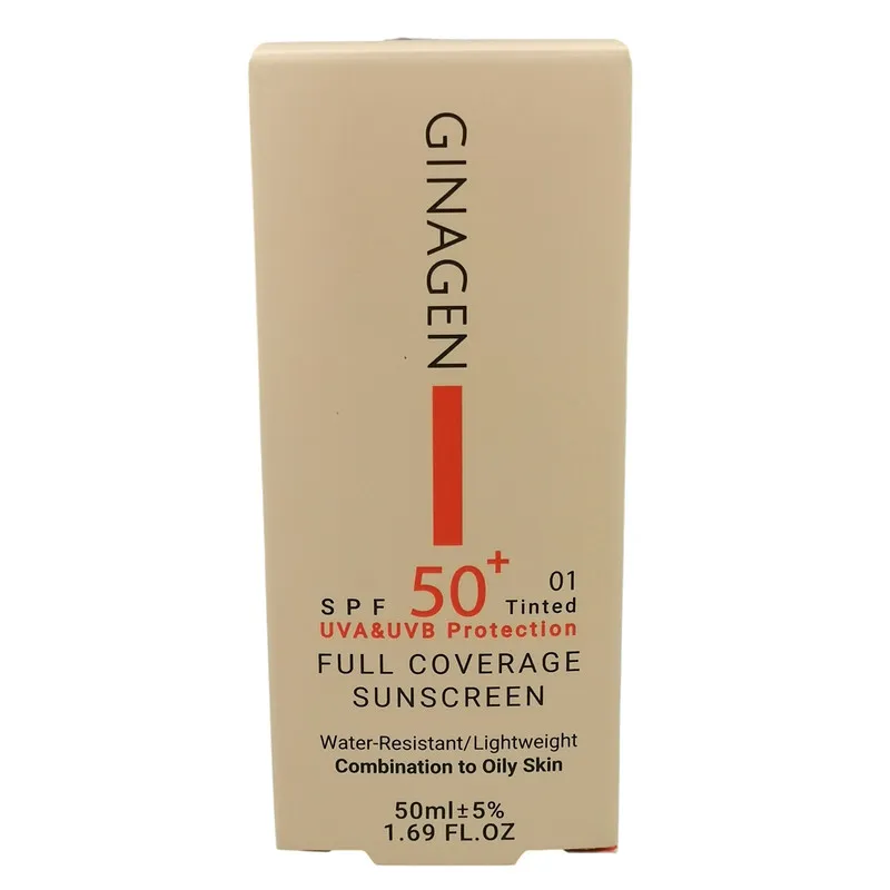 کرم ضد آفتاب رنگی ژیناژن SPF 50 مدل 01 محافظتکننده در برابر اشعههای UVA و UVB مناسب پوستهای چرب و مختلط حجم 50 میلیلیتر مجموعه دو عددی - تصویر 2