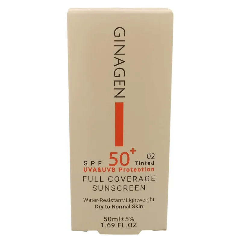کرم ضد آفتاب رنگی ژیناژن SPF 50 مدل 02 محافظتکننده در برابر اشعههای UVA و UVB مناسب پوستهای خشک و نرمال مجموعه حجم 50 میلی لیتر مجموعه دو عددی - تصویر 3