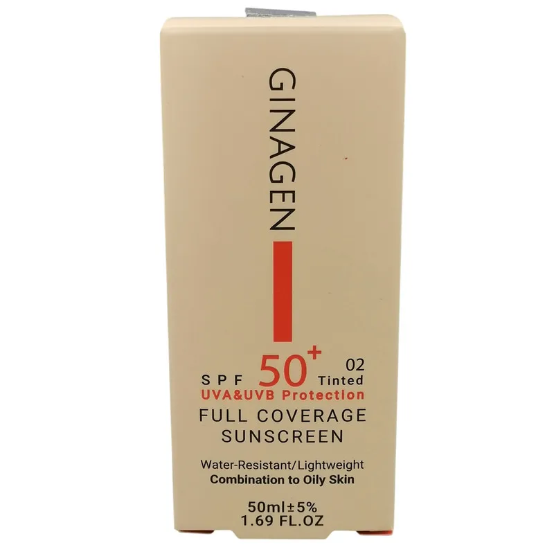 کرم ضد آفتاب رنگی ژیناژن SPF 50 مدل 02 محافظت کننده در برابر اشعه های UAV و UVB مناسب پوست های چرب و مختلط حجم 50 میلی لیتر مجموعه دو عددی - تصویر 2