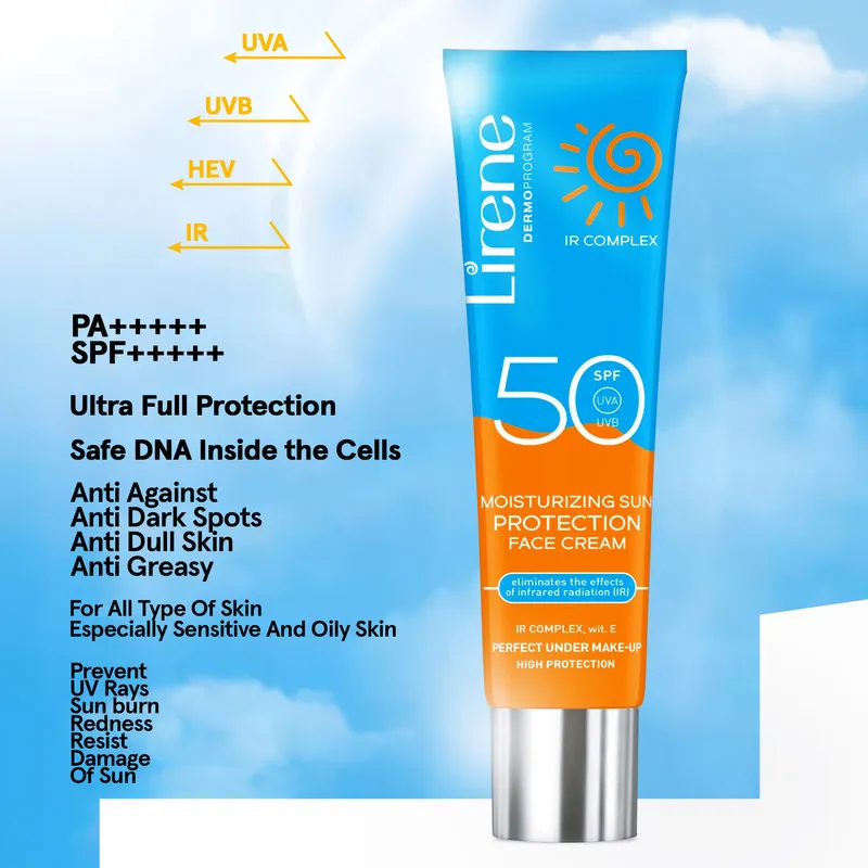 کرم ضد آفتاب بدون رنگ لایرن SPF 50 مدل Protect Complex محافظ IR ، HEV ، UVB ، UVA و PA++++ ضد حساسیت، ضد چروک و ضد پیری، مناسب انواع پوست‌ حجم 40 میلی‌لیتر - تصویر 2