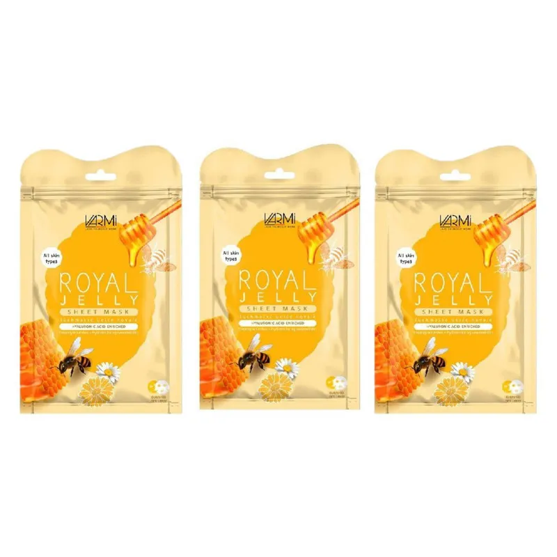 ماسک دبل شیت وارمی مدل رویال ژلی مناسب انواع پوست حجم 45 میلی لیتر بسته بندی 3 عددی - تصویر 2