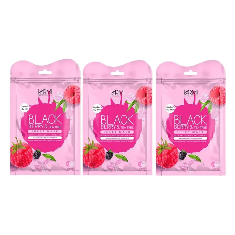 ماسک دبل شیت وارمی مدل تمشک و روغن درخت چای مناسب انواع پوست حجم 45 میلی لیتر بسته بندی 3 عددی - تصویر 2