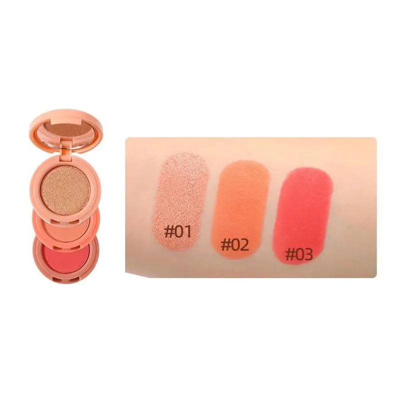 پالت رژ گونه و هایلایتر میس لارا مدل چرخشی شماره 02 مجموعه 3 عددی - تصویر 2