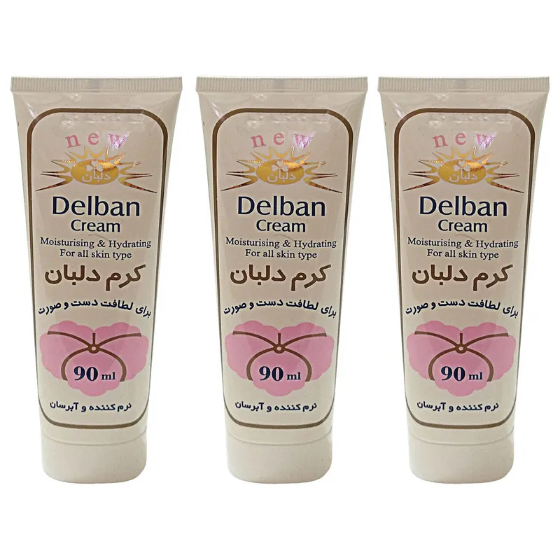 کرم مرطوب کننده دلبان کد T090 حجم 90 میلی لیتر مجموعه 3 عددی
