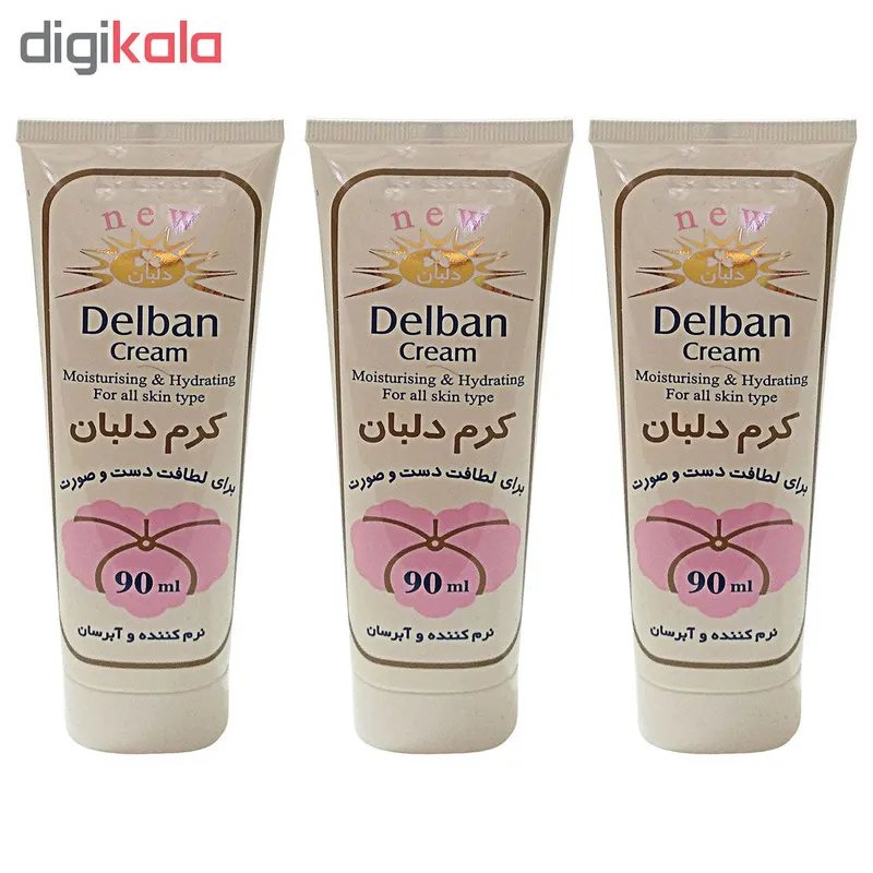 کرم مرطوب کننده دلبان کد T090 حجم 90 میلی لیتر مجموعه 3 عددی - تصویر 2