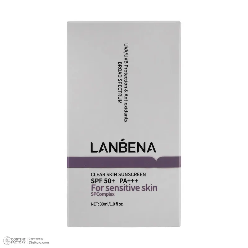 کرم ضد آفتاب بدون رنگ لنبنا SPF 50 مدل sensitive حاوی محافظ UVB و UVA مناسب پوست های حساس حجم 30 میلی لیتر - تصویر 3