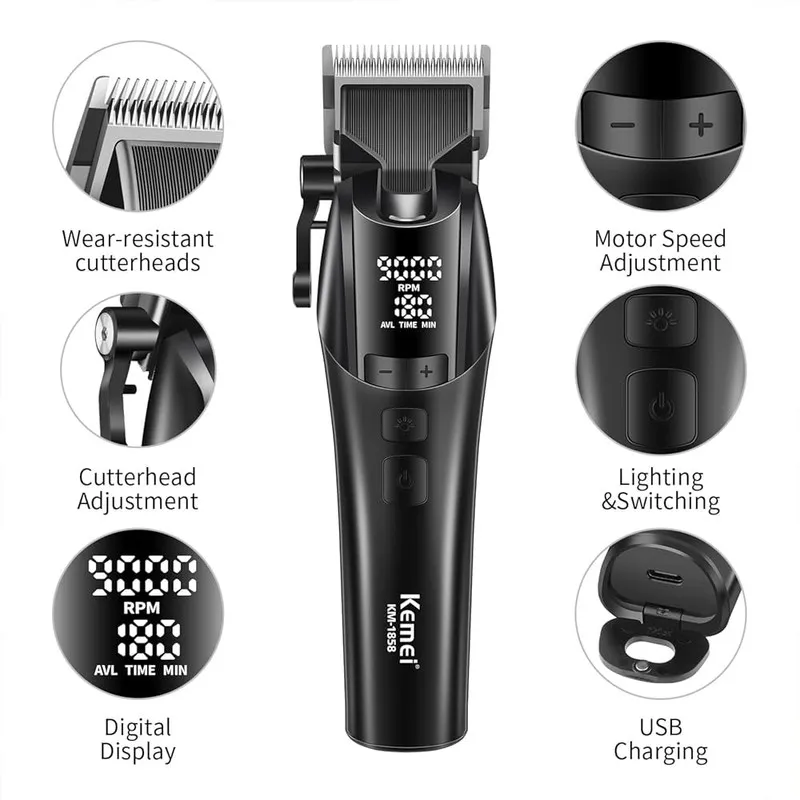 ماشین اصلاح موی سر و صورت شارژی کیمی مدل KM-1858 - تصویر 3
