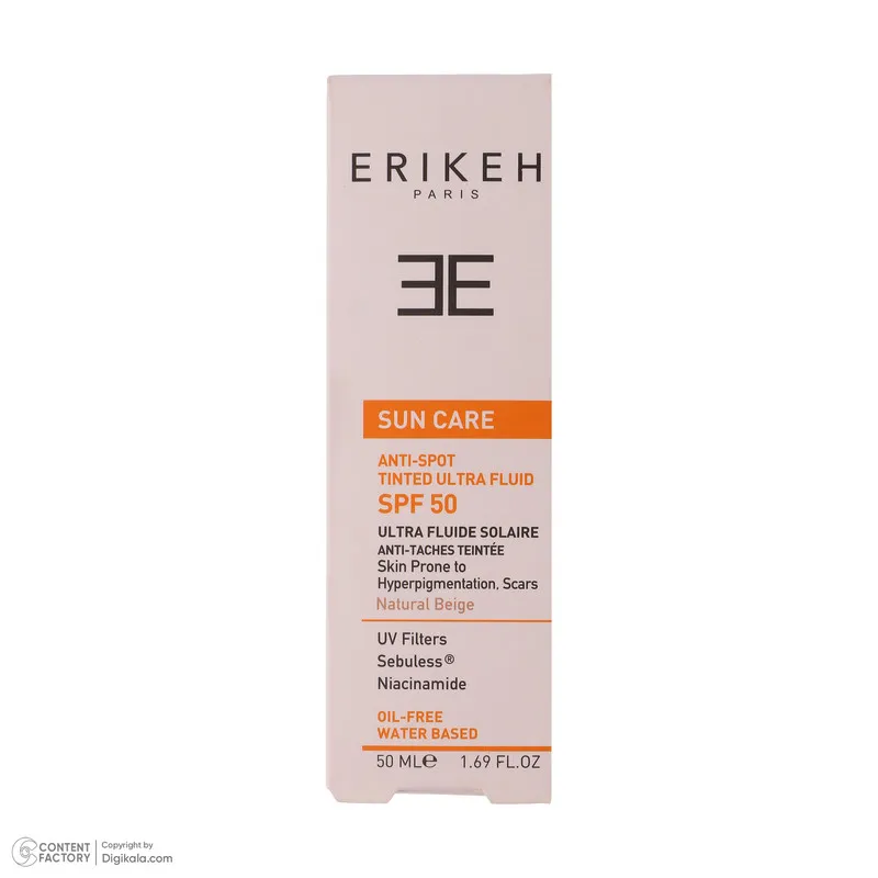 فلوئید ضد آفتاب رنگی اریکه spf 50 مدل ultra محافظ UVA ،UVB ضد لک، مناسب انواع پوست حجم 50 میلیلیتر - تصویر 4