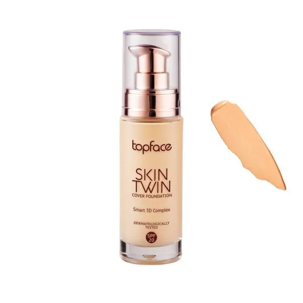 کرم پودر مایع spf20 تاپ فیس مدل اسکین توئین شماره 005 مناسب پوست نرمال و خشک حجم 32 میلی لیتر - تصویر 4