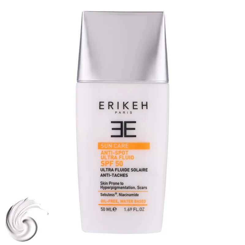 کرم ضد آفتاب بدون رنگ اریکه SPF50 مدل Anti-Spot محافظ UVA،UVB مناسب انواع پوست حجم 50 میلیلیتر