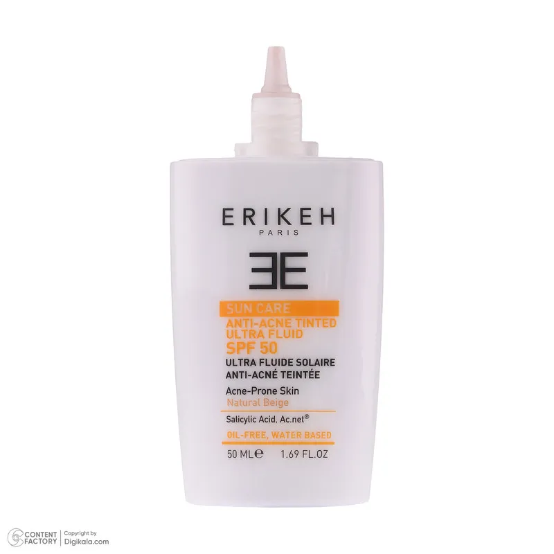 کرم ضد آفتاب رنگی صورت اریکه SPF 50 مدل Anti-Acne حاوی محافظ UVA و UVB مناسب پوست‌های آکنه‌ ای حجم 50 میلی لیتر - تصویر 6