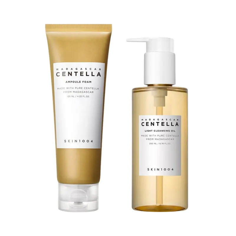 روغن پاک کننده اسکین 1004 مدل Centella مناسب انواع پوست حجم 200 میلی لیتر به همراه فوم پاک کننده اسکین 1004 مدل Centella مناسب انواع پوست حجم 125 میلی لیتر