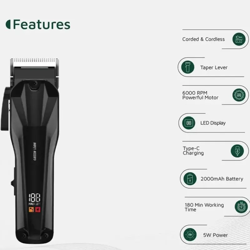 ماشین اصلاح موی سر و صورت شارژی گرین لاین مدل Clip-Pro Professional - تصویر 6
