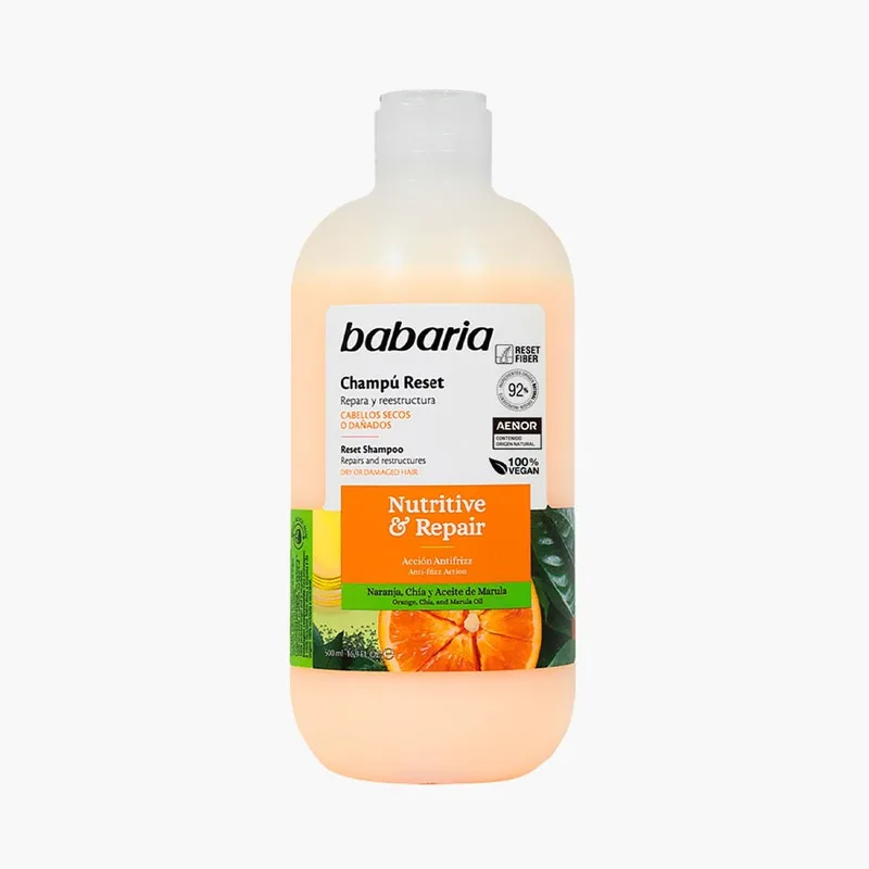 شامپو تقویت کننده و ترمیم کننده مو زنانه باباریا مدل Nutritive . Repair مناسب برای موهای خشک و آسیب دیده حجم 500 میلی لیتر