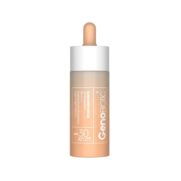 سرم ضد آفتاب بدون رنگ ژنوبایوتیک spf30 مدل ویتامین سی محافظ UVA،UVB مناسب برای انواع پوست حجم 30 میلی لیتر - تصویر 2