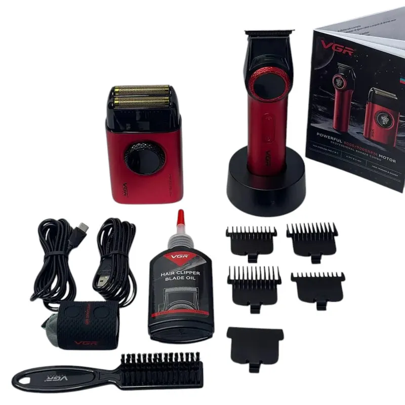 ماشین اصلاح موی سر و صورت شارژی وی جی ار مدل v-377 & v-977 مجموعه 2 عددی - تصویر 2