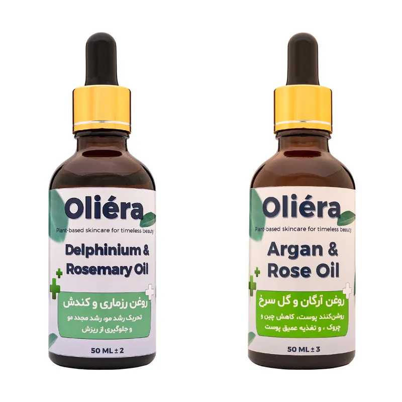 روغن پوست و مو ترکیبی آرگان گل سرخ ، رزماری و کندش اُلیئرا مدل A حجم 100 میلی لیتر بسته 2 عددی
