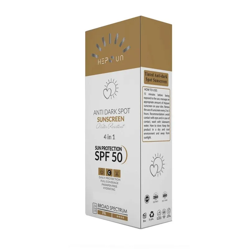 کرم ضد آفتاب و ضد لک رنگی هپسان SPF50 مدل 4 محافظ UVA ،UVB و PA++++ و حاوی ویتامین C بژ طبیعی مناسب برای پوست چرب و مختلط حجم 50 میلی لیتر - تصویر 2