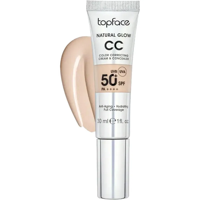 کرم پودر +SPF50 تاپ فیس مدل NATURAL GLOW شماره 001 مناسب انواع پوست حجم 30 میلی لیتر - تصویر 3