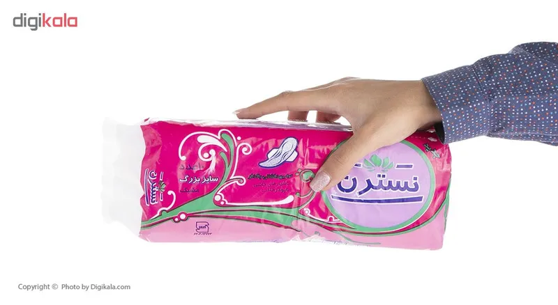 نوار بهداشتی بالدار مشبک نسترن مدل Pink بسته 10 عددی - تصویر 4