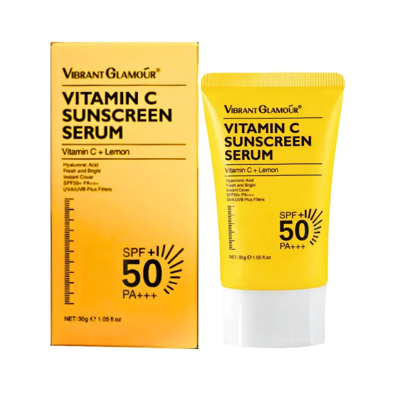 کرم ضد آفتاب بدون رنگ صورت ویبرانت گلمور spf50 مدل ویتامین سی محافظ UVA،UVB مناسب برای انواع پوست وزن 30 گرم - تصویر 3