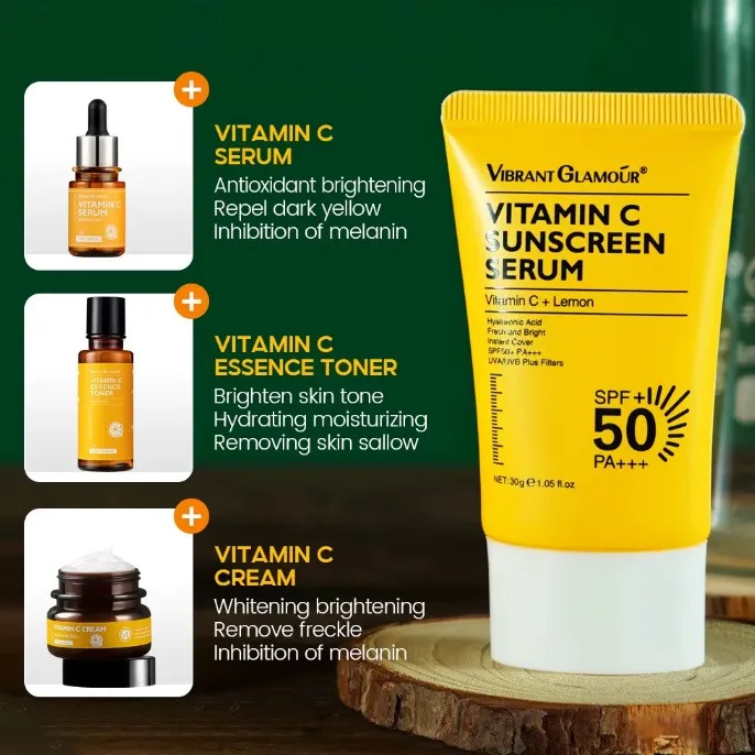 کرم ضد آفتاب بدون رنگ صورت ویبرانت گلمور spf50 مدل ویتامین سی محافظ UVA،UVB مناسب برای انواع پوست وزن 30 گرم - تصویر 6