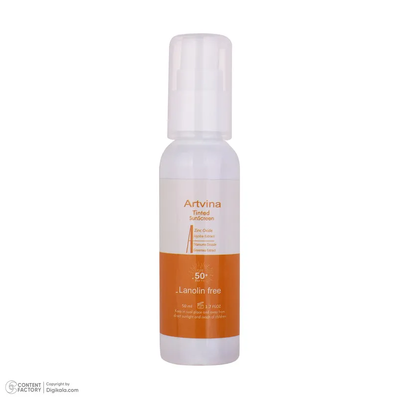 کرم ضد آفتاب رنگی آرت وینا SPF 50 مدل جوجوبا محافظ UVA ، UVB مناسب انواع پوست حجم 50 میلیلیتر - تصویر 2