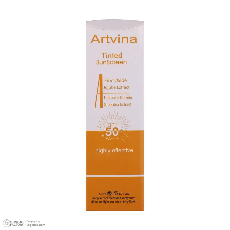 کرم ضد آفتاب رنگی آرت وینا SPF 50 مدل جوجوبا محافظ UVA ، UVB مناسب انواع پوست حجم 50 میلیلیتر - تصویر 6
