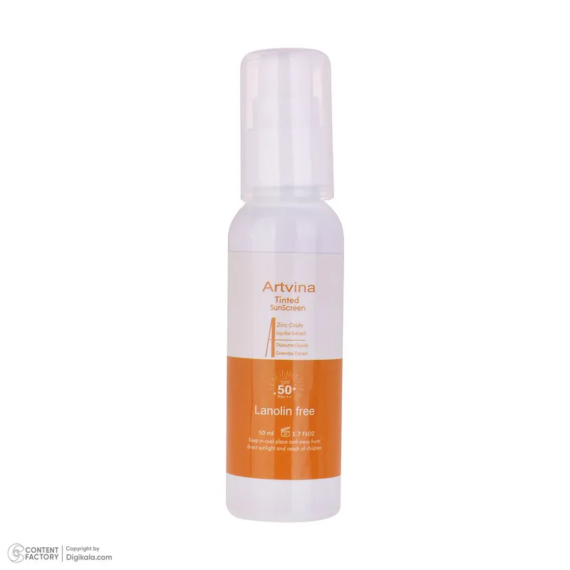 کرم ضد آفتاب رنگی آرت وینا SPF 50 مدل زینک اکساید محافظ UVA ، UVB مناسب انواع پوست حجم 50 میلیلیتر - تصویر 2