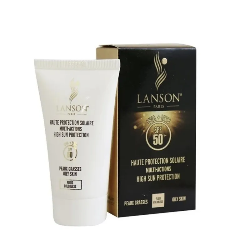 کرم ضد آفتاب بی رنگ لانسون SPF 50 مدل مولتی اکشن محافظ UVA ,UVB مناسب پوست چرب و مختلط حجم 40 میلی لیتر