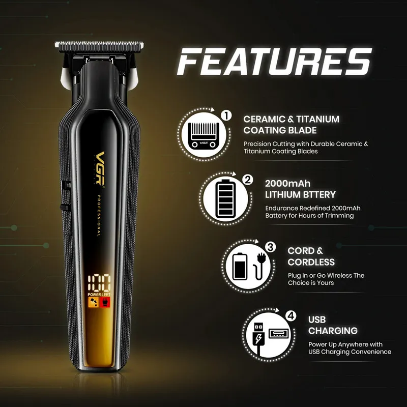 ماشین اصلاح موی سر و صورت شارژی وی جی ار مدل V-930 - تصویر 5
