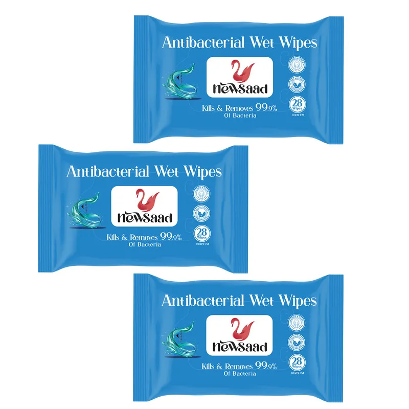 دستمال مرطوب نیوساد مدل AntiBacterial-W3 سه بسته 28 عددی - تصویر 6