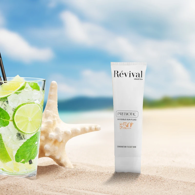 کرم ضد آفتاب بی‌رنگ کلکسیون رویوال، spf 50، مدل prebiotic، ‌مناسب پوست‌های چرب و مختلط با حجم 50 میلی‌لیتر، محافظت‌کننده در برابر اشعه‌های UVA و PA ،UVB+++، ضد جوش و آکنه، دارای فر - نمای 1