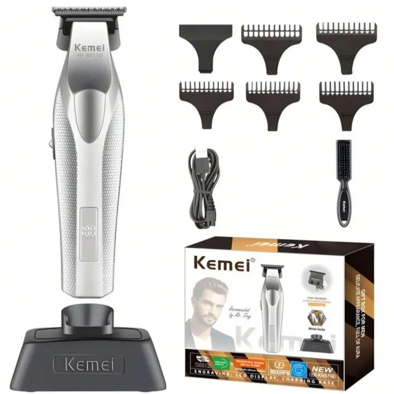 ماشین اصلاح موی صورت شارژی کیمی مدل KM-3023-702 با تیغه سرامیک و استیل ضد التهاب، باتری لیتیوم یون 2000 میلیآمپر ساعت، نمایش وضعیت باتری و طراحی ارگونومیک مقاوم در برابر ضربه - تصویر 4
