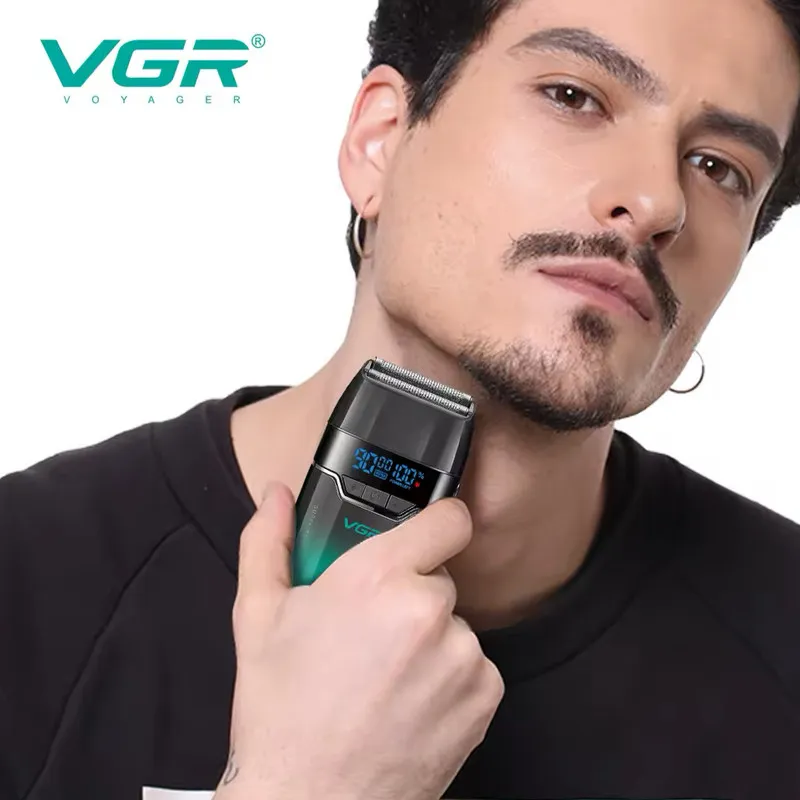 ماشین اصلاح موی صورت وی جی ار مدل V-308 با تیغه تیتانیوم پیشرفته، باتری لیتیوم یونی 1200 میلیآمپرساعتی، قابلیت اصلاح خشک و مرطوب، نمایشگر وضعیت باتری و طراحی ارگونومیک مقاوم در برابر ضربه - تصویر 6