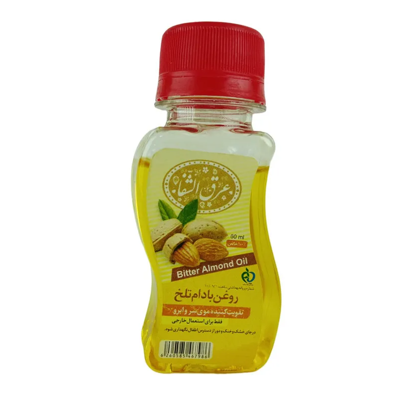 روغن مو عرق الشفا مدل بادام تلخ مناسب برای انواع مو حجم 60 میلی لیتر