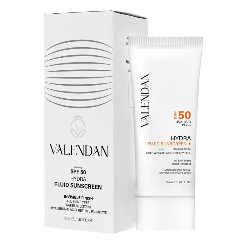 فلوئید ضد آفتاب بدون رنگ صورت ولندان SPF 50 مدل HYD-INV محافظ UVA،UVB مناسب برای انواع پوست حجم 50 میلی لیتر
