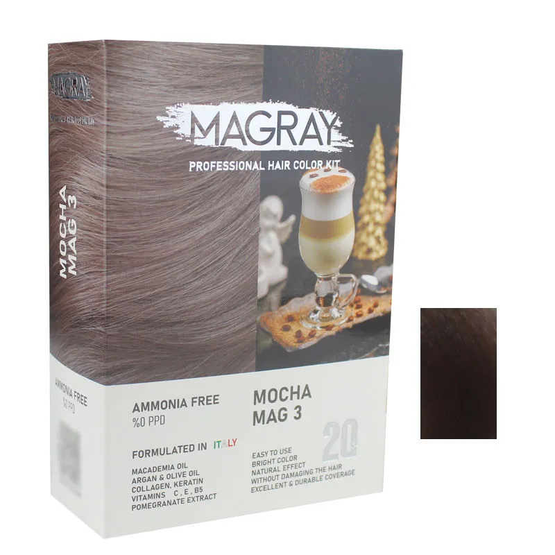 کیت رنگ مو ماگرای شماره MAG 3 حجم 120 میلیلیتر رنگ موکا