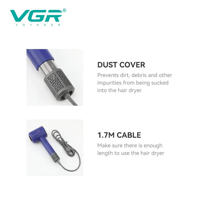 سشوار حرفه ای 1600 وات وی جی ار مدل v-445 - تصویر 4