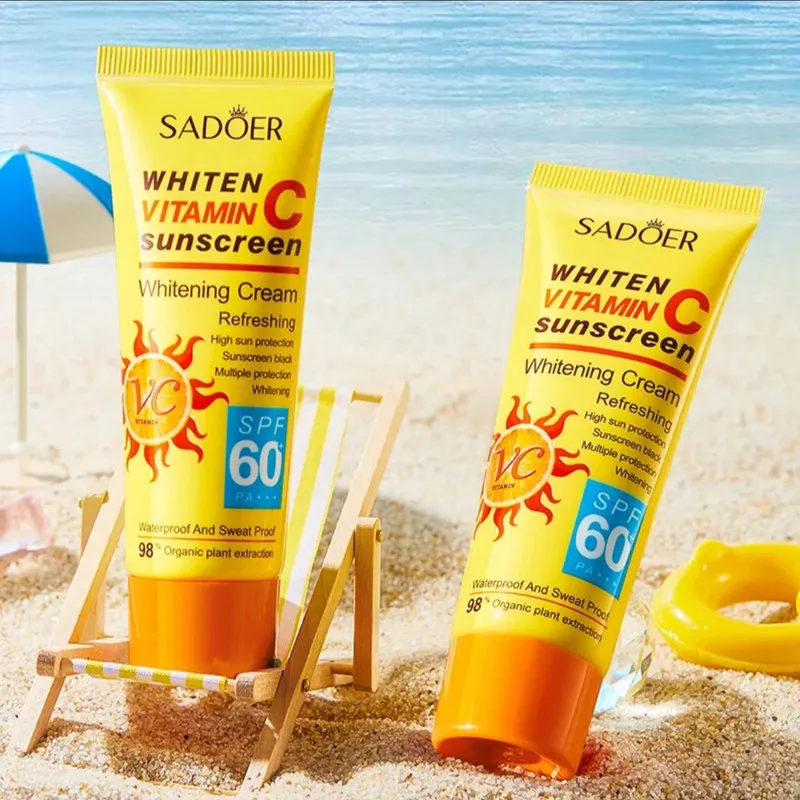 کرم ضد آفتاب بدون رنگ صورت و بدن سادور spf60 مدل ویتامین سی محافظ UVA،UVB مناسب برای انواع پوست وزن 50 گرم - تصویر 4