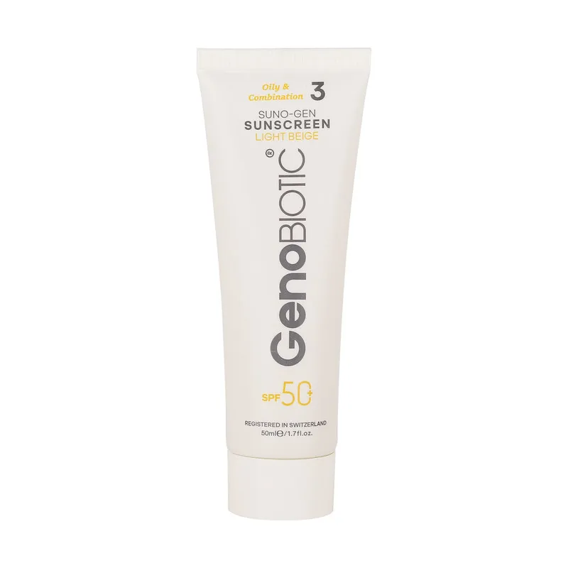کرم ضدآفتاب رنگی ژنوبایوتیک SPF 50 مدل SUNO محافظ UVA ،UVB، مناسب پوستهای چرب، حجم 50 میلیلیتر - تصویر 2