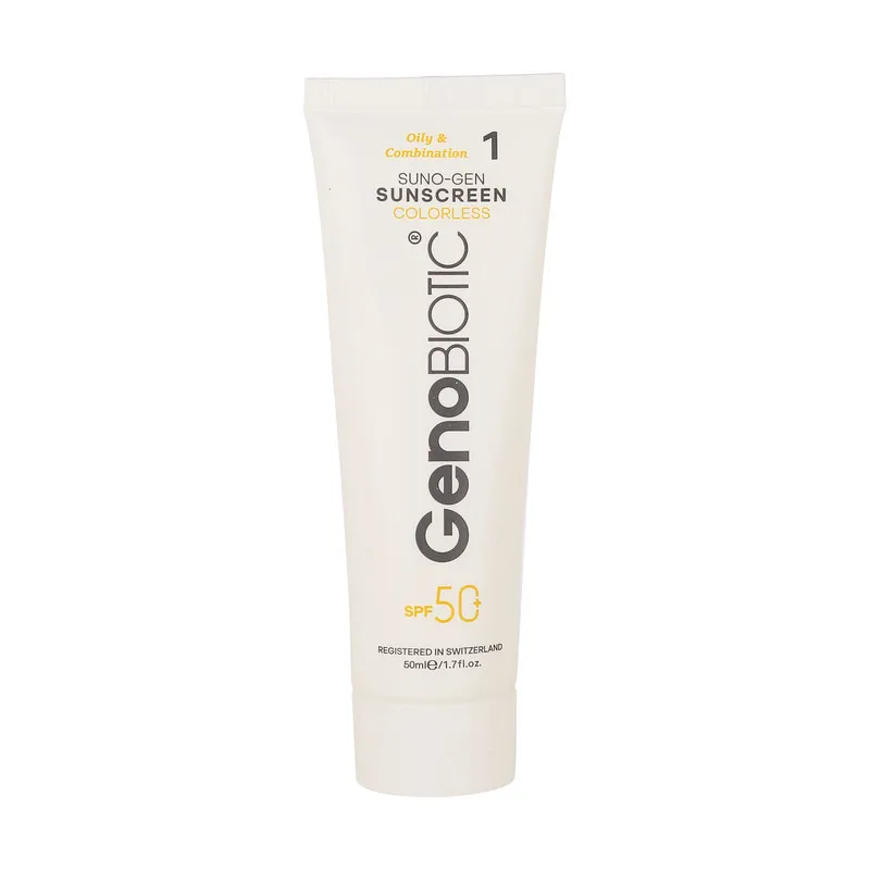 کرم ضدآفتاب بیرنگ ژنوبایوتیک SPF50 مدل 01 محافظ UVA ،UVB، مناسب پوستهای مختلط و چرب، حجم 50 میلیلیتر - تصویر 2