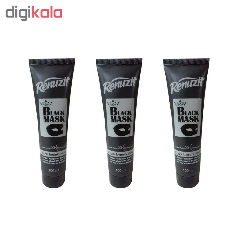 ماسک صورت رینو زیت مدل Black mask carbon active حجم 100 میلی لیتر مجموعه 3 عددی - تصویر 2