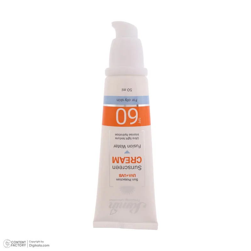 کرم ضد آفتاب بی‌رنگ صورت ثمین SPF 60 مدل Fusion Water ‌محافظ UVA ، UVB مناسب برای پوست چرب حجم 50 میلی لیتر - تصویر 5