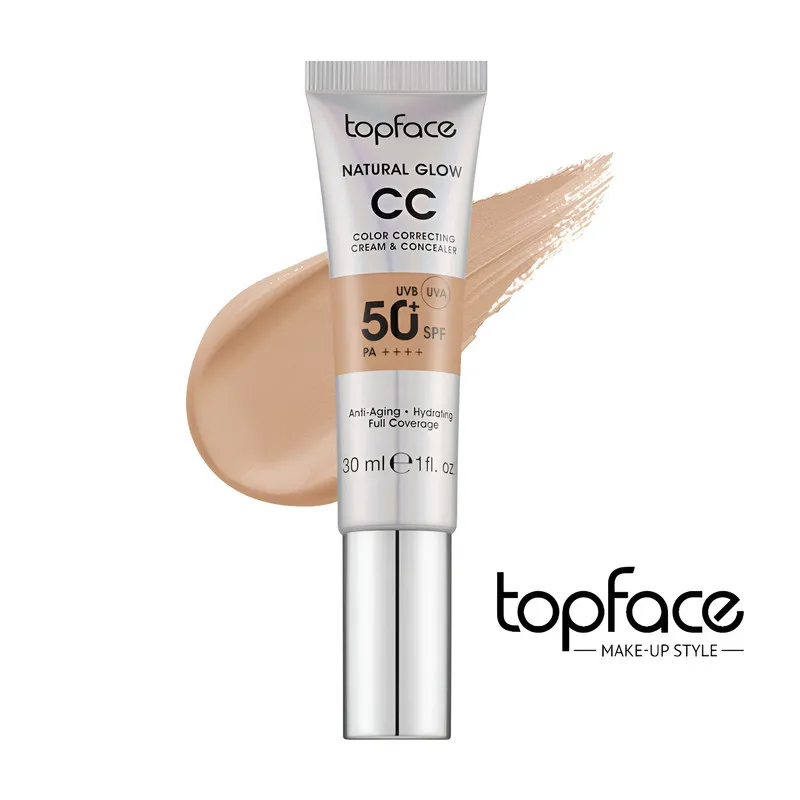 کرم پودر CC مایع +SPF50 تاپ فیس مدل NATURAL GLOW شماره 006 مناسب برای انواع پوست حجم 30 میلی لیتر - تصویر 2