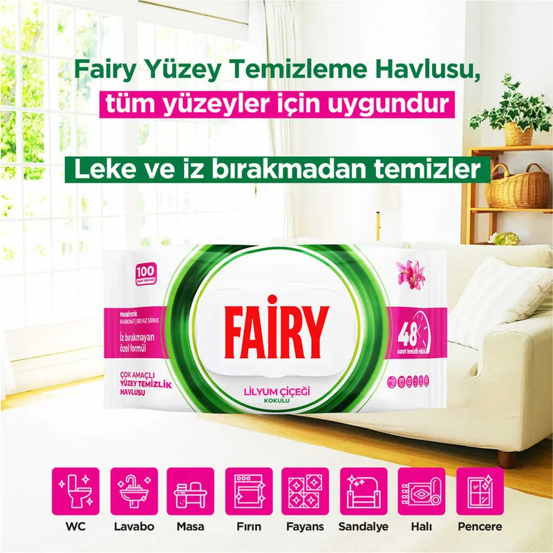 دستمال مرطوب فیری مدل Lilyum بسته 100 عددی - تصویر 4
